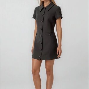 Black Velvet Button-Collar Mini Dress – Elegant Modern Style | NOIR21